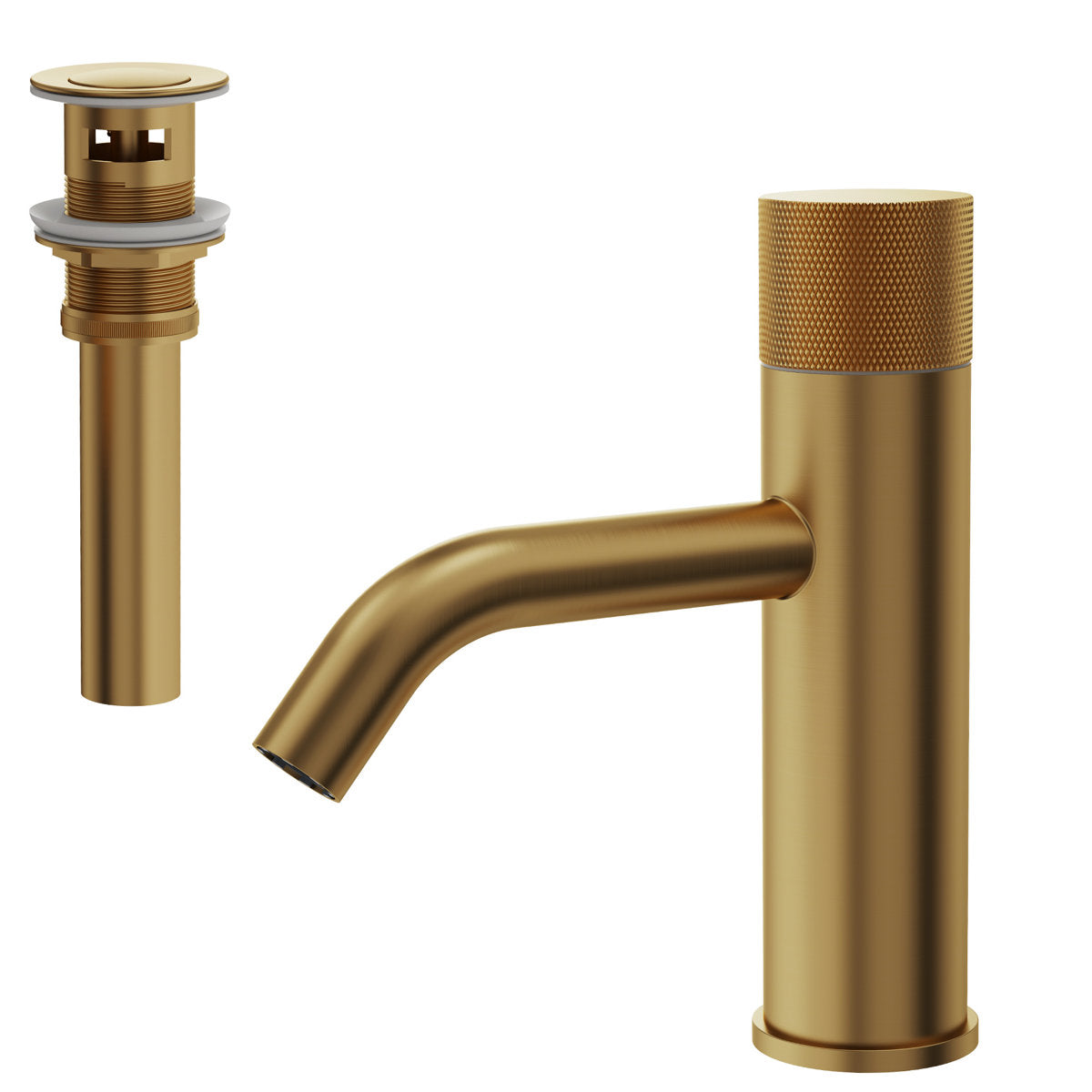 Single Hole Bathroom Faucet,Knob Single Handle Bathroom Sink Faucet with Drain Assembly SFS-1166-GD - Brushed Gold