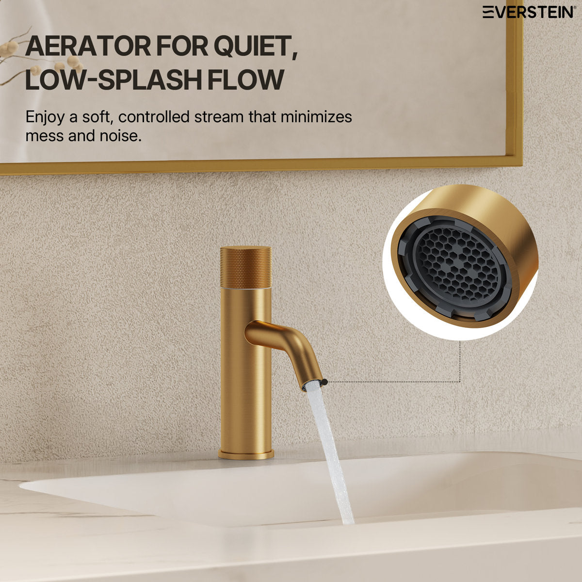 Single Hole Bathroom Faucet,Knob Single Handle Bathroom Sink Faucet with Drain Assembly SFS-1166-GD - Brushed Gold