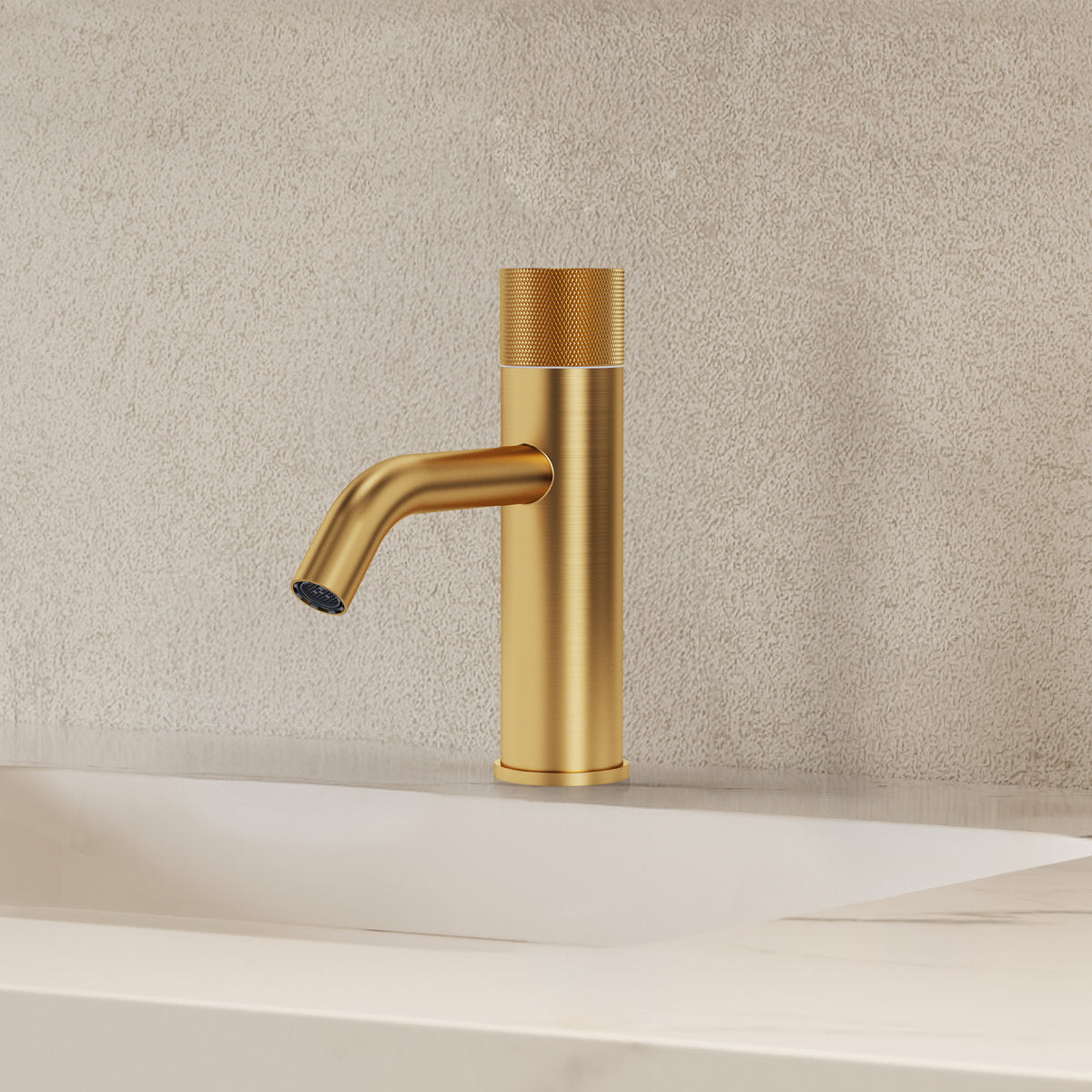Single Hole Bathroom Faucet,Knob Single Handle Bathroom Sink Faucet with Drain Assembly SFS-1166-GD - Brushed Gold