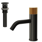 Single Hole Bathroom Faucet,Knob Single Handle Bathroom Sink Faucet with Drain Assembly SFS-1166-BK-GD - Matte Black/Brushed Gold