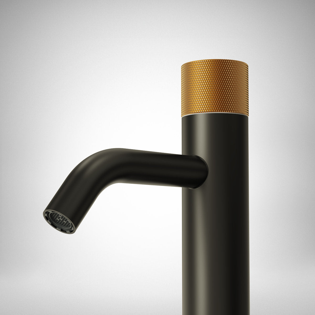 Single Hole Bathroom Faucet,Knob Single Handle Bathroom Sink Faucet with Drain Assembly SFS-1166-BK-GD - Matte Black/Brushed Gold