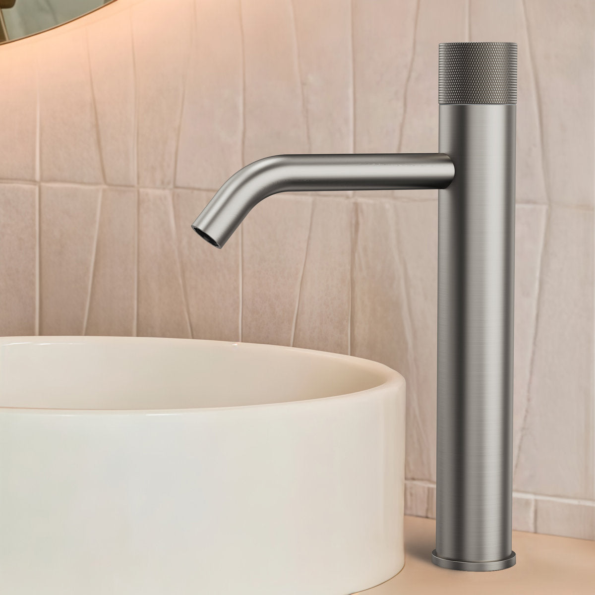 Single Hole Bathroom Vessel Faucet, Single Handle Bathroom Vessel Sink Faucet with Drain Assembly SFS-1167-NK - Brushed Nickel