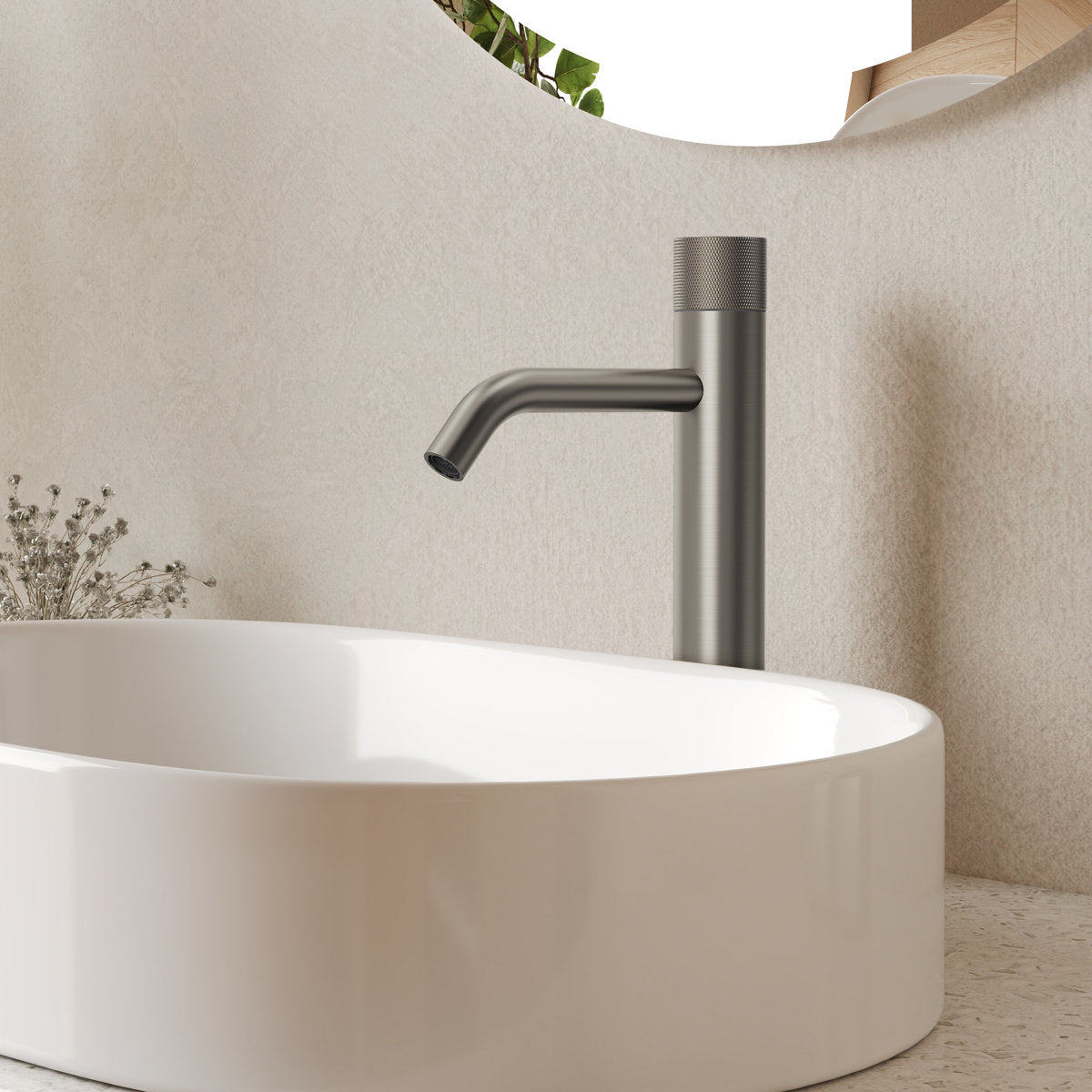 Single Hole Bathroom Vessel Faucet, Single Handle Bathroom Vessel Sink Faucet with Drain Assembly SFS-1167-NK - Brushed Nickel