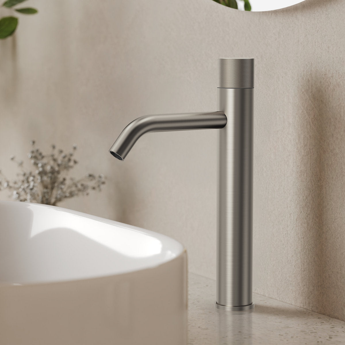 Single Hole Bathroom Vessel Faucet, Single Handle Bathroom Vessel Sink Faucet with Drain Assembly SFS-1167-NK - Brushed Nickel