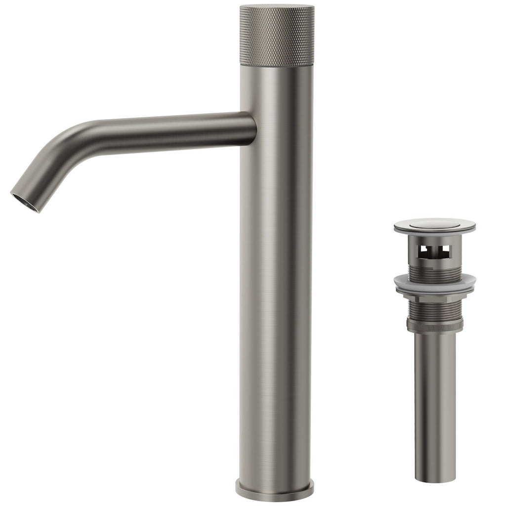 Single Hole Bathroom Vessel Faucet, Single Handle Bathroom Vessel Sink Faucet with Drain Assembly SFS-1167-NK - Brushed Nickel