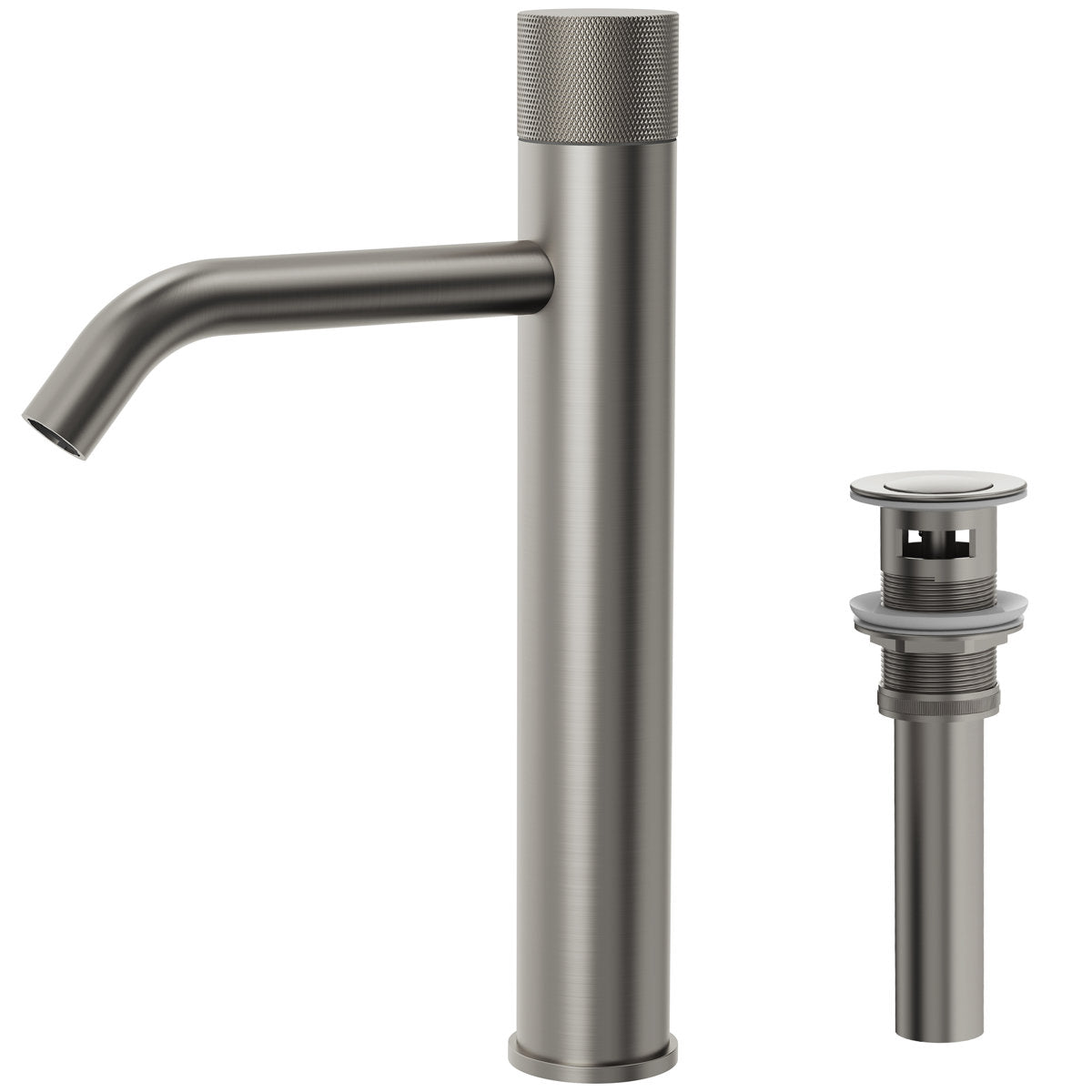 Single Hole Bathroom Vessel Faucet, Single Handle Bathroom Vessel Sink Faucet with Drain Assembly SFS-1167-NK - Brushed Nickel