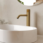 Single Hole Bathroom Vessel Faucet, Single Handle Bathroom Vessel Sink Faucet with Drain Assembly SFS-1167-GD - Brushed Gold