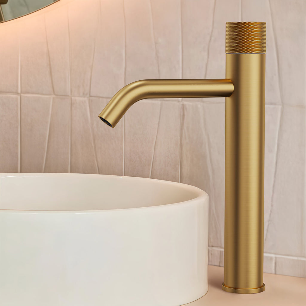 Single Hole Bathroom Vessel Faucet, Single Handle Bathroom Vessel Sink Faucet with Drain Assembly SFS-1167-GD - Brushed Gold