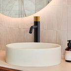 Single Hole Bathroom Vessel Faucet, Single Handle Bathroom Vessel Sink Faucet with Drain Assembly SFS-1167-BK-GD - Matte Black/Brushed Gold
