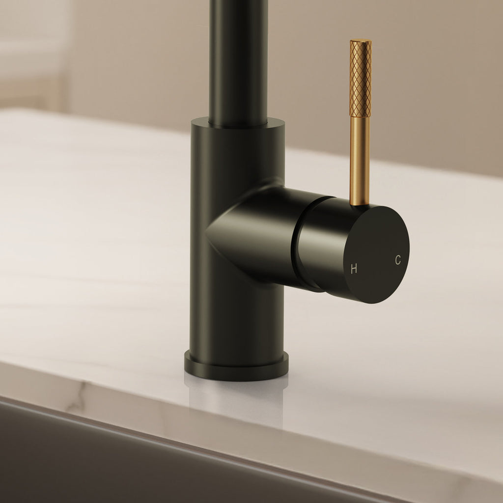 Dual Function Pull-Down Kitchen Faucet , Single Handle Sink Faucet SFS-1176-BK - Matte Black