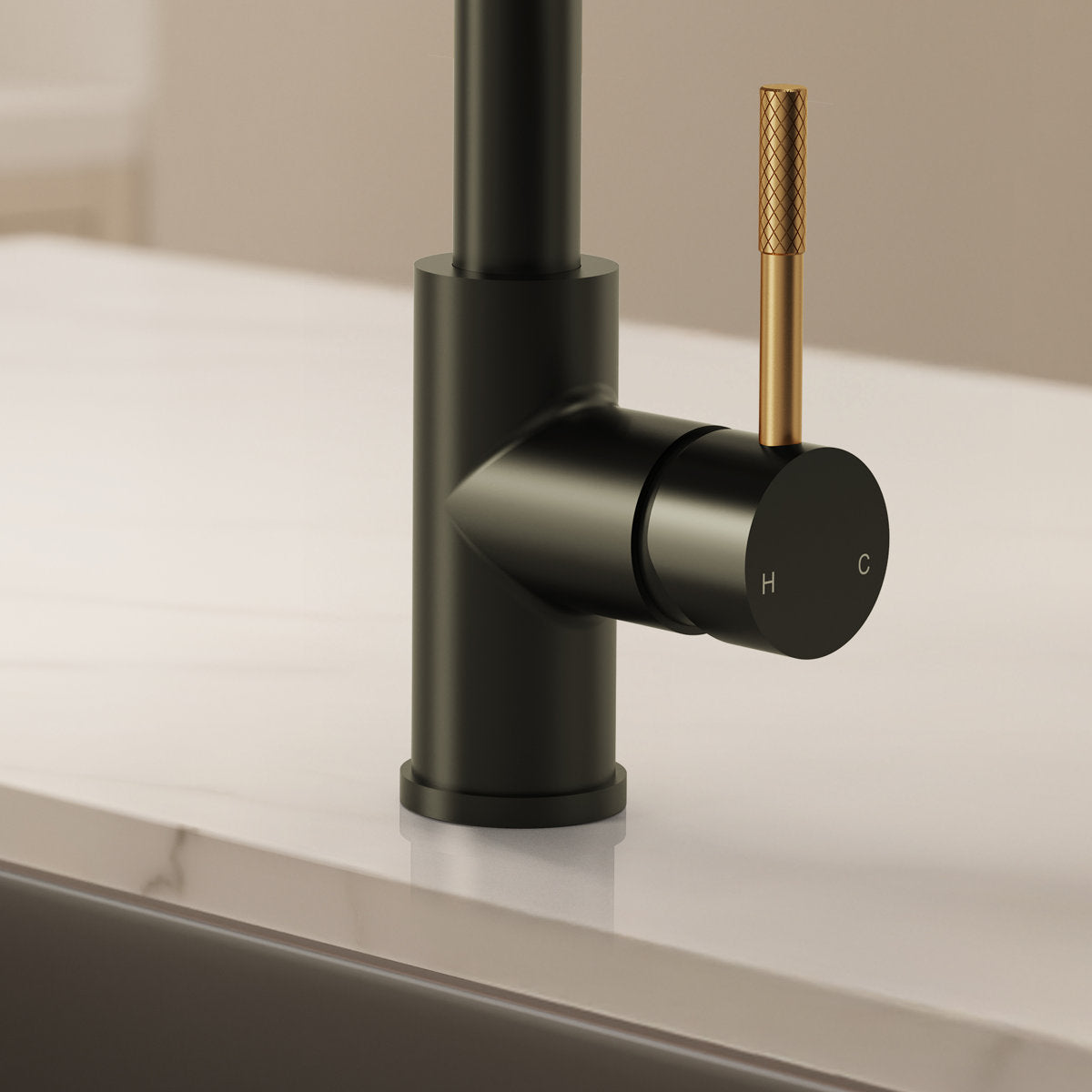 Dual Function Pull-Down Kitchen Faucet , Single Handle Sink Faucet SFS-1176-BK - Matte Black