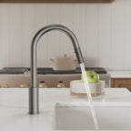 Dual Function Pull-Down Kitchen Faucet , Single Handle Sink Faucet SFS-1176-NK - Brushed Nickel