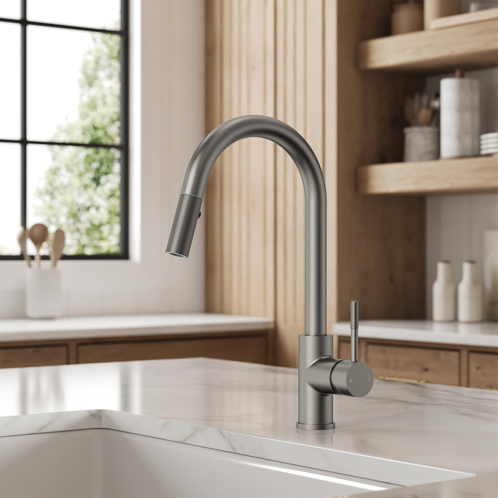 Dual Function Pull-Down Kitchen Faucet , Single Handle Sink Faucet SFS-1176-NK - Brushed Nickel