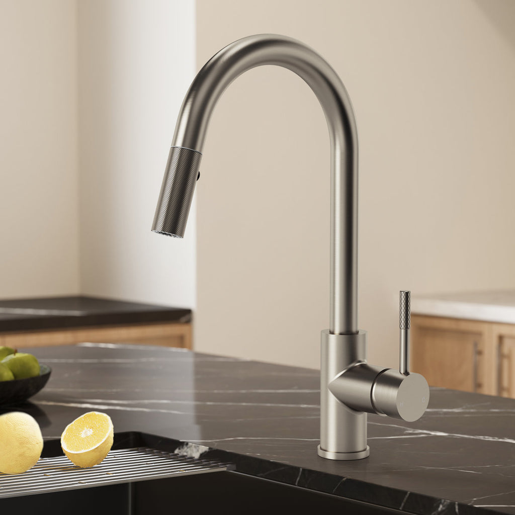 Dual Function Pull-Down Kitchen Faucet , Single Handle Sink Faucet SFS-1176-NK - Brushed Nickel