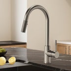 Dual Function Pull-Down Kitchen Faucet , Single Handle Sink Faucet SFS-1176-NK - Brushed Nickel