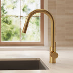 Dual Function Pull-Down Kitchen Faucet , Single Handle Sink Faucet SFS-1176-GD - Brushed Gold