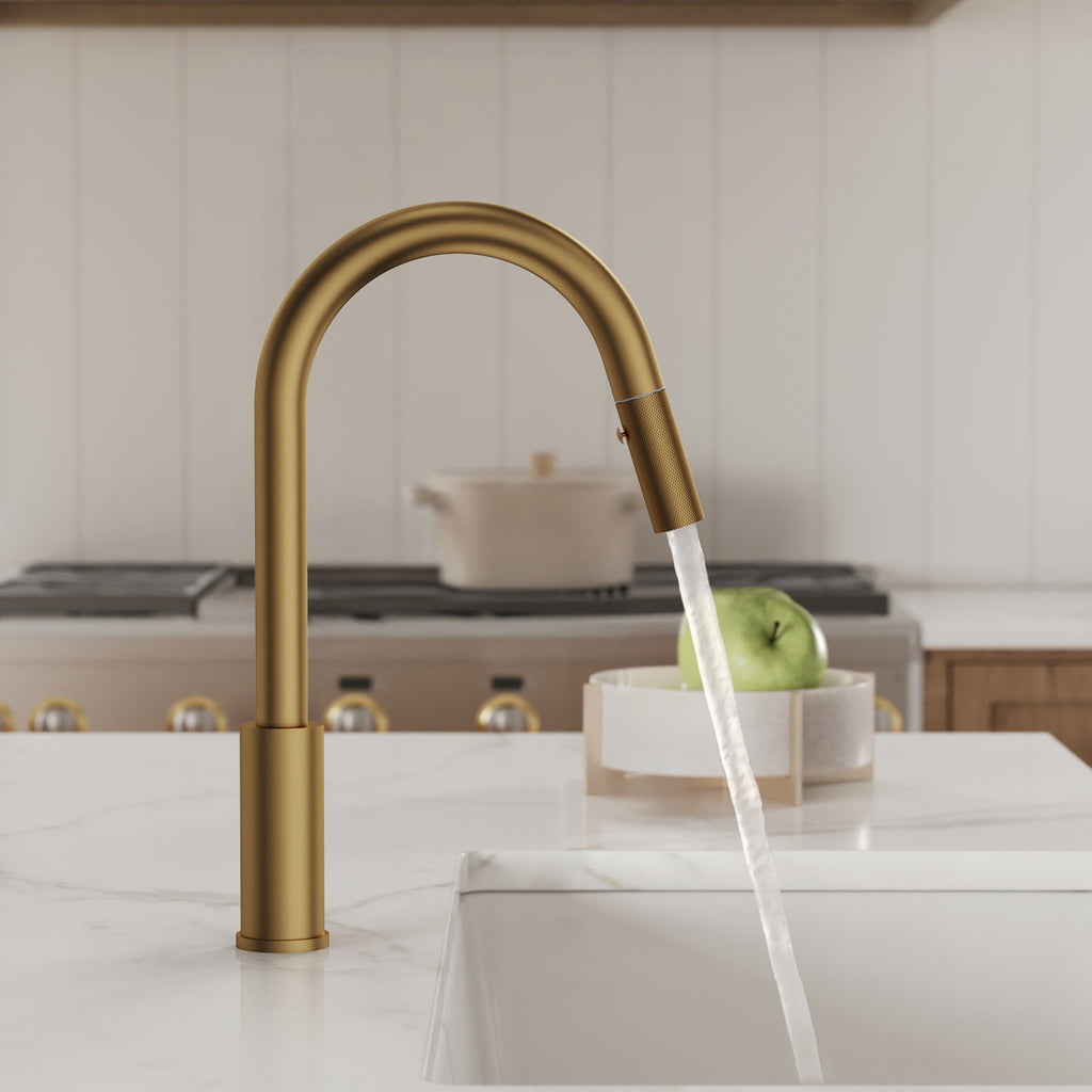 Dual Function Pull-Down Kitchen Faucet , Single Handle Sink Faucet SFS-1176-GD - Brushed Gold