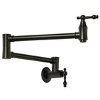 Wall Mount Swing Arm Folding Pot Filler Kitchen Faucet, 2-Handle Kitchen Faucet for Stove Use SFS-1178-BK - Matte Black