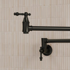Wall Mount Swing Arm Folding Pot Filler Kitchen Faucet, 2-Handle Kitchen Faucet for Stove Use SFS-1178-BK - Matte Black
