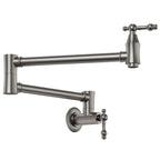 Wall Mount Swing Arm Folding Pot Filler Kitchen Faucet, 2-Handle Kitchen Faucet for Stove Use SFS-1178-NK - Brushed Nickel