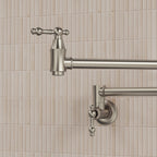 Wall Mount Swing Arm Folding Pot Filler Kitchen Faucet, 2-Handle Kitchen Faucet for Stove Use SFS-1178-NK - Brushed Nickel