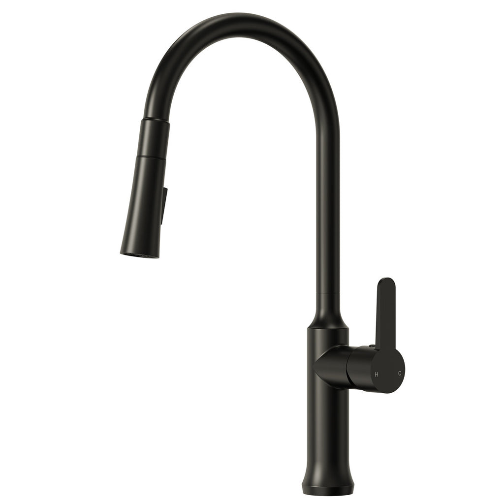 Pull-Down Kitchen Faucet with Dual-Function, Single-Handle Sink Faucet with Swivel Spout SFS-1174-BK - Matte Black