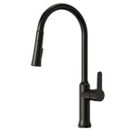 Pull-Down Kitchen Faucet with Dual-Function, Single-Handle Sink Faucet with Swivel Spout SFS-1174-BK - Matte Black