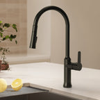 Pull-Down Kitchen Faucet with Dual-Function, Single-Handle Sink Faucet with Swivel Spout SFS-1174-BK - Matte Black