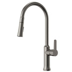 Pull-Down Kitchen Faucet with Dual-Function Sprayer, Single-Handle Sink Faucet with 360 Degree Swivel Spout SFS-1174-NK - Brushed Nickel