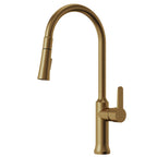 Pull-Down Kitchen Faucet with Dual-Function Sprayer, Single-Handle Sink Faucet SFS-1174-GD - Brushed Gold