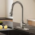 Dual-Function Single-Handle Pull-Down Kitchen Faucet with Deck Plate SFS-1177-NK - Brushed Nickel