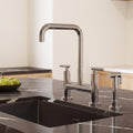 Bridge Kitchen Faucet with Swivel Spout, 2-Handle Kitchen Faucet with Side Spray SFS-1175-CH - Chrome