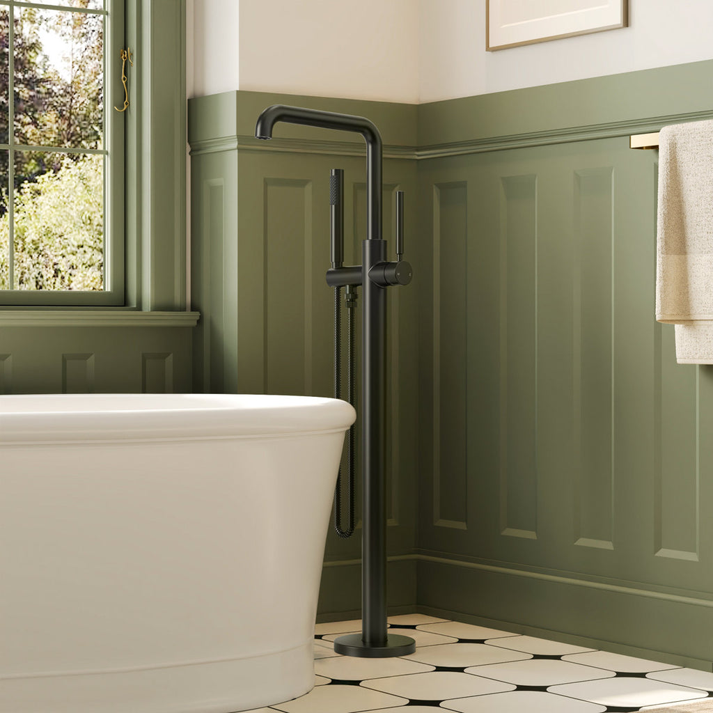 Single Handle Freestanding Tub Filler with Diverter SFS-1155-BK - Matte Black