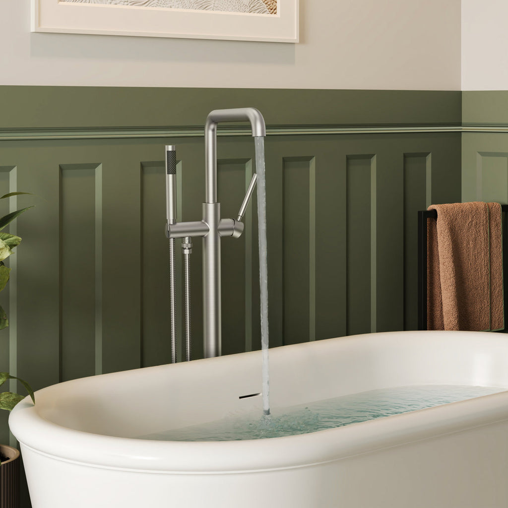 Single Handle Freestanding Tub Filler with Diverter SFS-1155-NK - Brushed Nickel