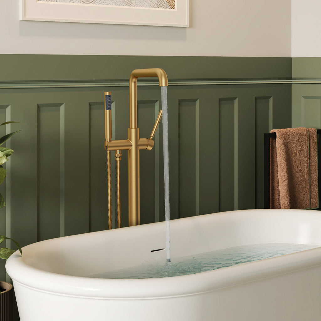 Single Handle Freestanding Tub Filler with Diverter SFS-1155-GD - Brushed Gold