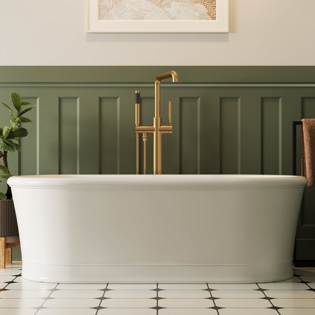 Single Handle Freestanding Tub Filler with Diverter SFS-1155-GD - Brushed Gold