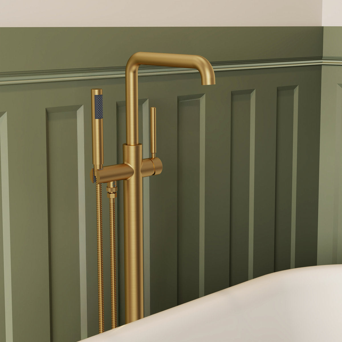 Single Handle Freestanding Tub Filler with Diverter SFS-1155-GD - Brushed Gold