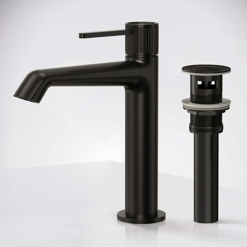Single-Hole Single-Handle Bathroom Sink Faucet with Drain Assembly SFS-1313B-BK - Matte Black