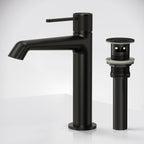 Single-Hole Single-Handle Bathroom Sink Faucet with Drain Assembly SFS-1313B-BK - Matte Black