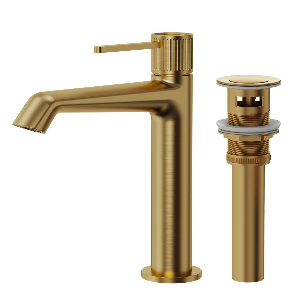 Single-Hole Single-Handle Bathroom Sink Faucet with Drain Assembly SFS-1313B-GD - Brushed Gold