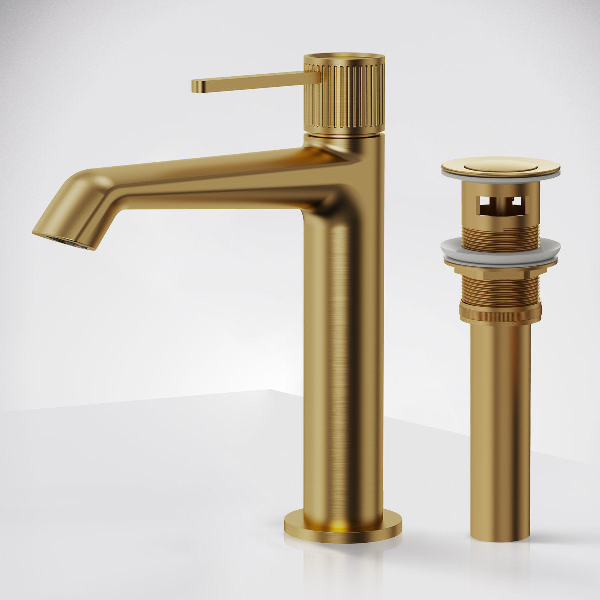 Single-Hole Single-Handle Bathroom Sink Faucet with Drain Assembly SFS-1313B-GD - Brushed Gold