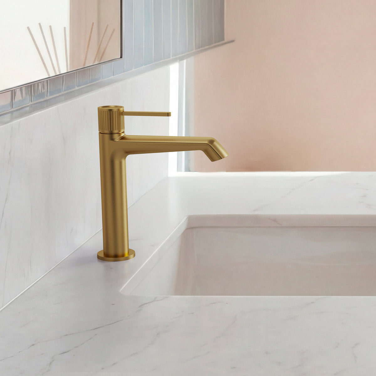Single-Hole Single-Handle Bathroom Sink Faucet with Drain Assembly SFS-1313B-GD - Brushed Gold