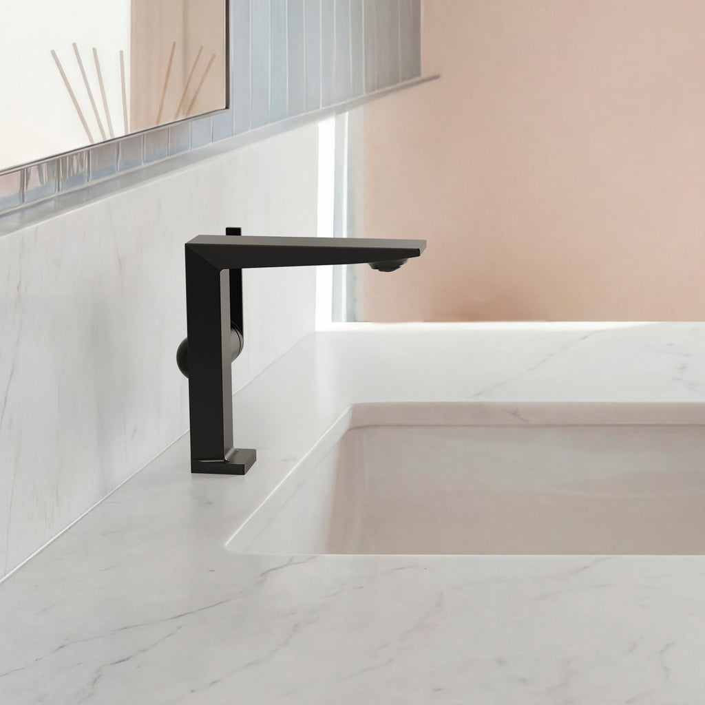 Single Hole Bathroom Faucet with Drain Assembly, Single Handle Bathroom Sink Faucet SFS-1304B-BK - Matte Black