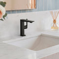 Single Hole Bathroom Faucet with Drain Assembly, Single Handle Bathroom Sink Faucet SFS-1304B-BK - Matte Black