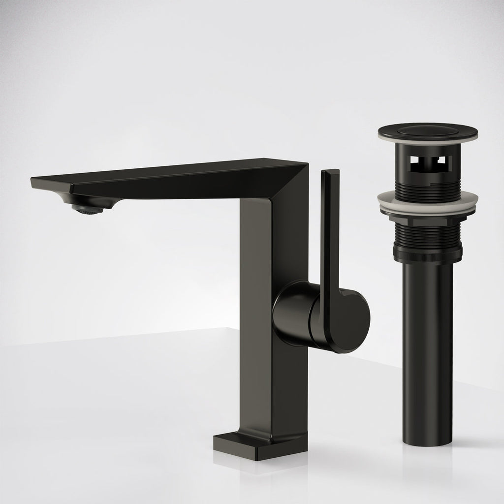 Single Hole Bathroom Faucet with Drain Assembly, Single Handle Bathroom Sink Faucet SFS-1304B-BK - Matte Black