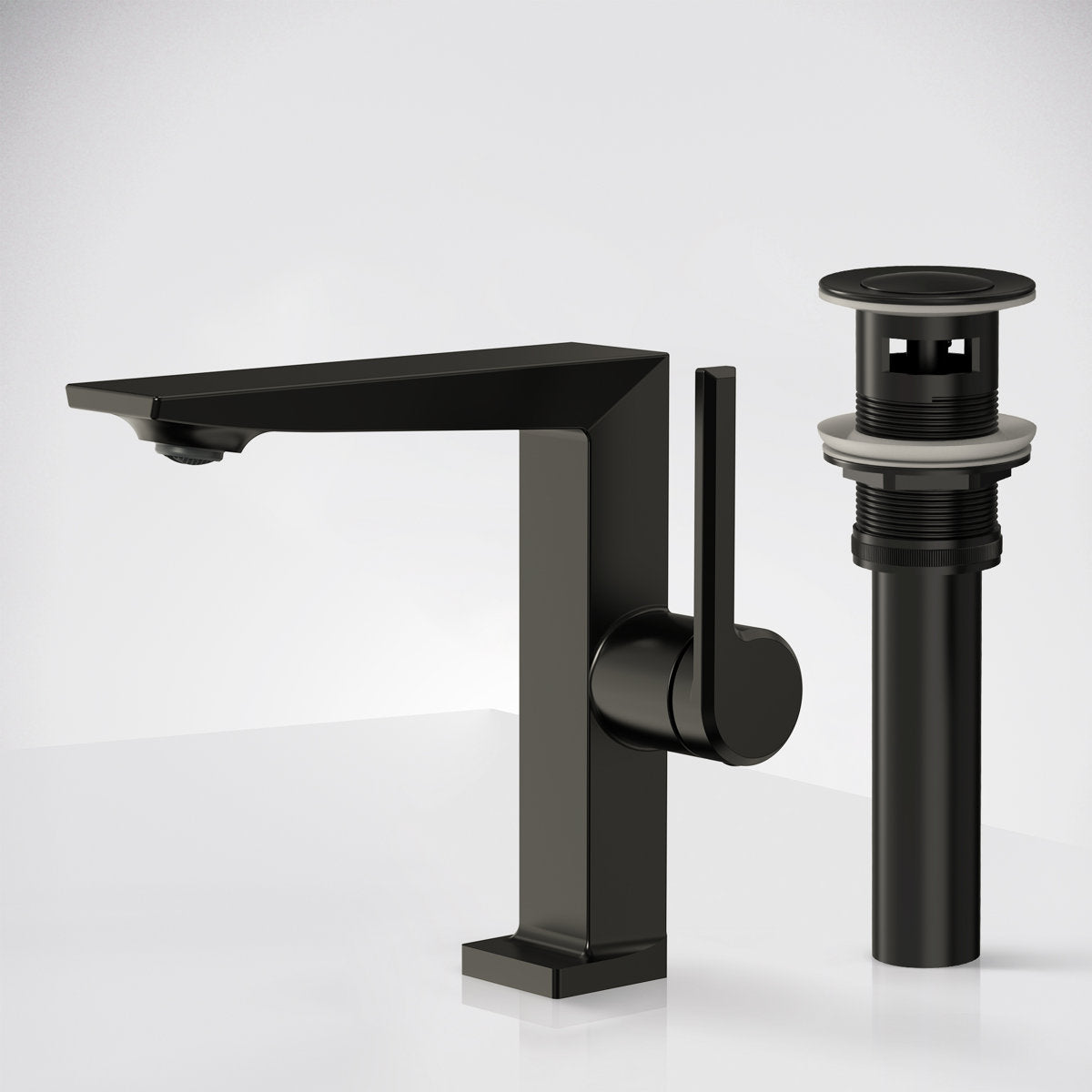 Single Hole Bathroom Faucet with Drain Assembly, Single Handle Bathroom Sink Faucet SFS-1304B-BK - Matte Black