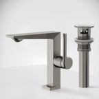 Single Hole Bathroom Faucet with Drain Assembly, Single Handle Bathroom Sink Faucet SFS-1304B-NK - Brushed Nickel