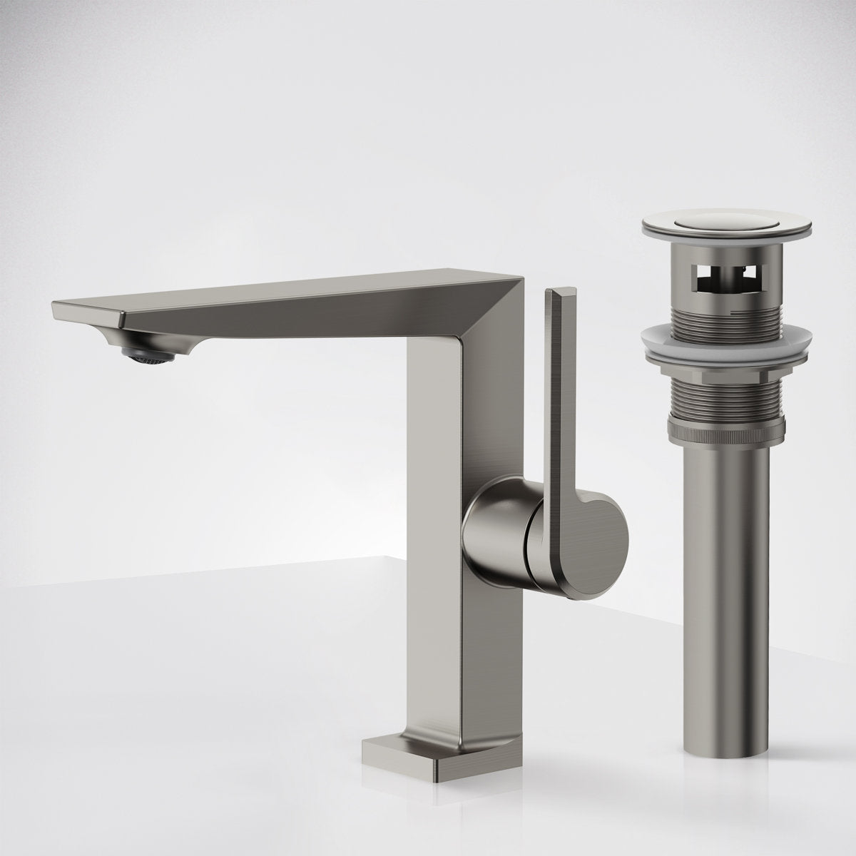 Single Hole Bathroom Faucet with Drain Assembly, Single Handle Bathroom Sink Faucet SFS-1304B-NK - Brushed Nickel