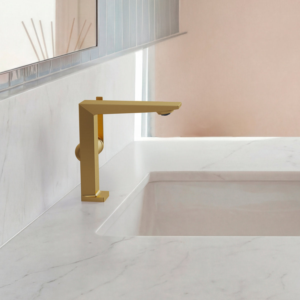 Single Hole Bathroom Faucet with Drain Assembly, Single Handle Bathroom Sink Faucet SFS-1304B-GD - Brushed Gold