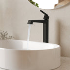 Single Hole Vessel Bathroom Faucet with Drain Assembly, Single Handle Vessel Bathroom Sink Faucet SFS-1312B-BK - Matte Black